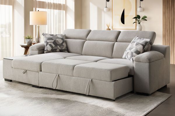 Lounge 2-Piece Sleeper Sectional with Left Arm Facing Storage Chaise