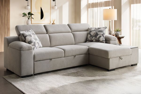 Lounge 2-Piece Sleeper Sectional with Right Arm Facing Storage Chaise
