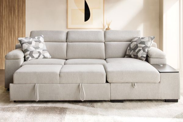 Lounge 2-Piece Sleeper Sectional with Right Arm Facing Storage Chaise