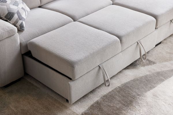 Lounge 2-Piece Sleeper Sectional with Right Arm Facing Storage Chaise