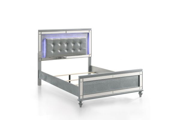 Valentino Full Panel Bed - Silver