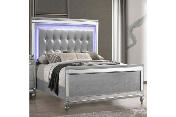 Valentino Full Panel Bed - Silver