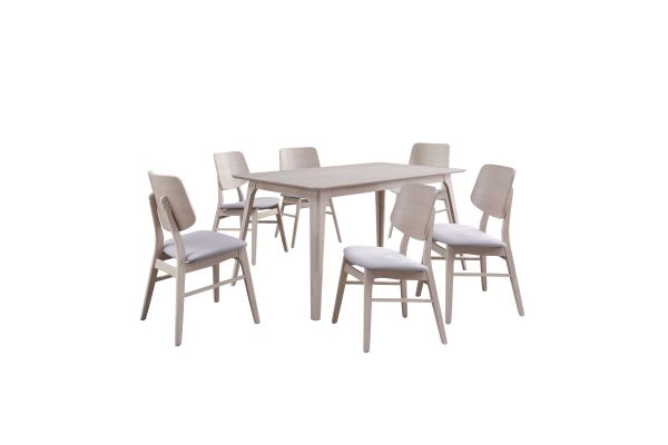 Oscar 7 Piece Rectangle Table Set with 6 Chairs - White Ash
