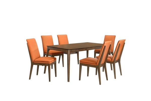 Maggie 7 Piece Dining Table Set with 6 Chairs - Terracotta