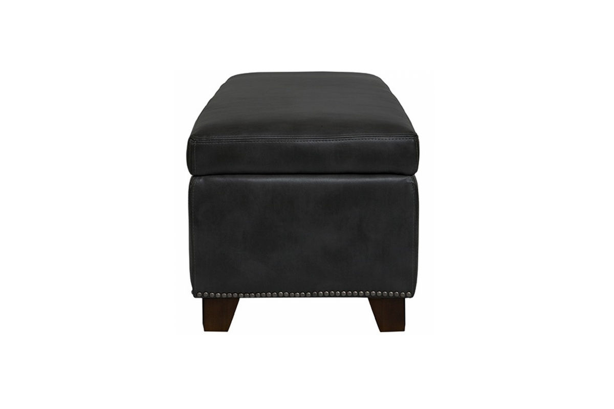 Kent Gray Renu Leather Storage Bench Ottoman at GardnerWhite