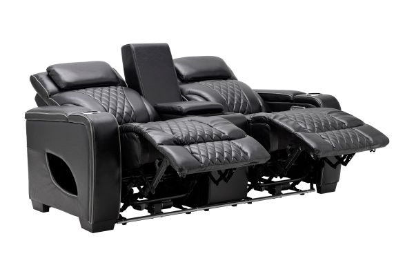 Zodiac Black Dual Power Reclining Console Loveseat