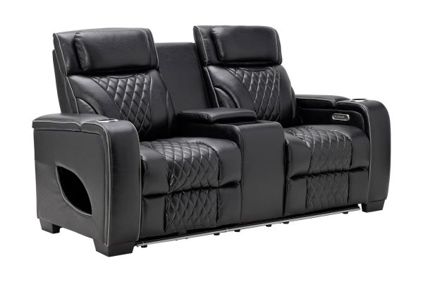 Zodiac Black Dual Power Reclining Console Loveseat