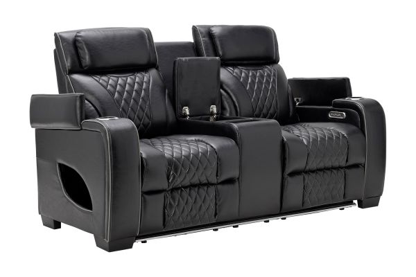 Zodiac Black Dual Power Reclining Console Loveseat