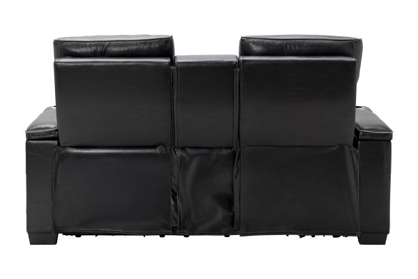 Zodiac Black Dual Power Reclining Console Loveseat