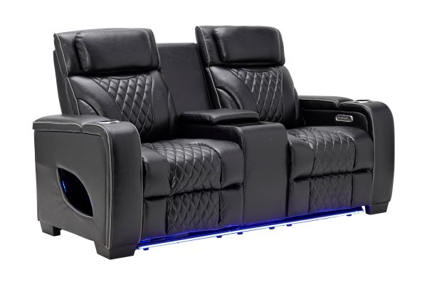 Zodiac Black Dual Power Reclining Console Loveseat