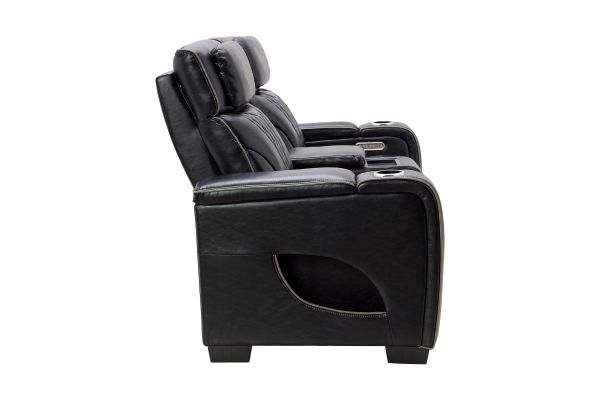 Zodiac Black Dual Power Reclining Console Loveseat