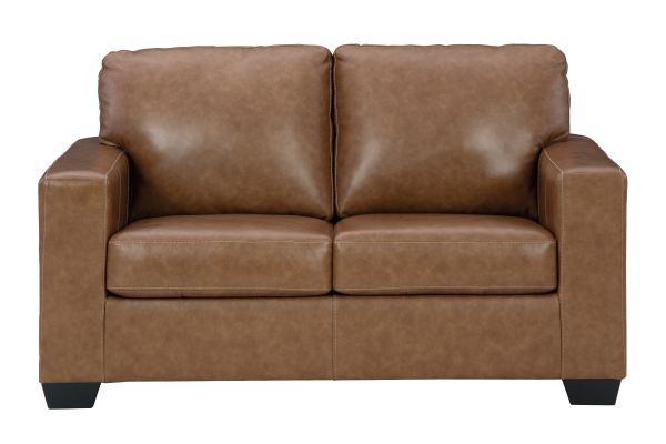 Baker Caramel Leather Loveseat