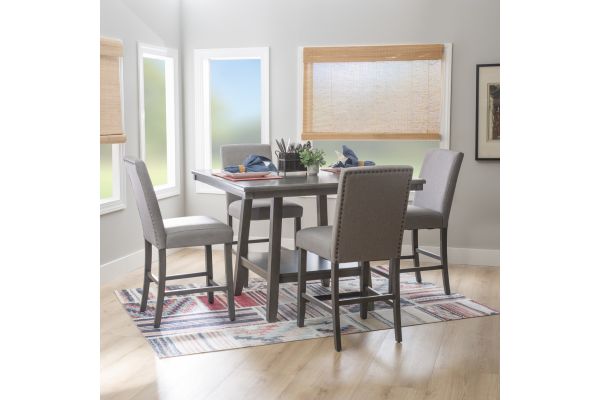 Seneca Gray Counter Height Table with Lazy Susan