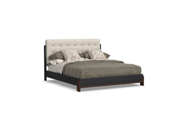 Waterfall Black Queen Upholstered Bed