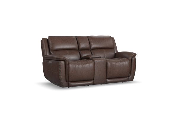 Beau Sable Fabric Power Reclining Loveseat with Console