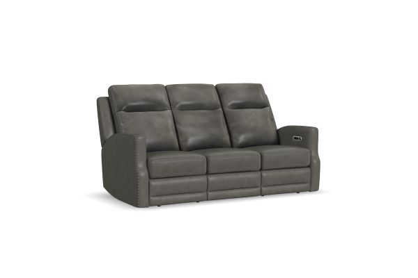 Maxwell Cinder Leather Power Reclining Sofa