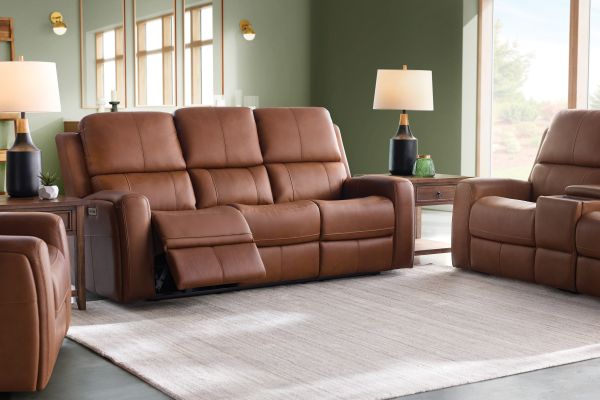 Linton Caramel Triple Power Reclining Sofa