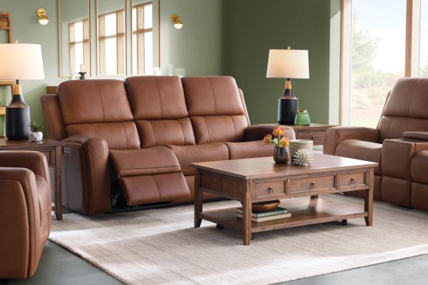 Linton Caramel Triple Power Reclining Sofa