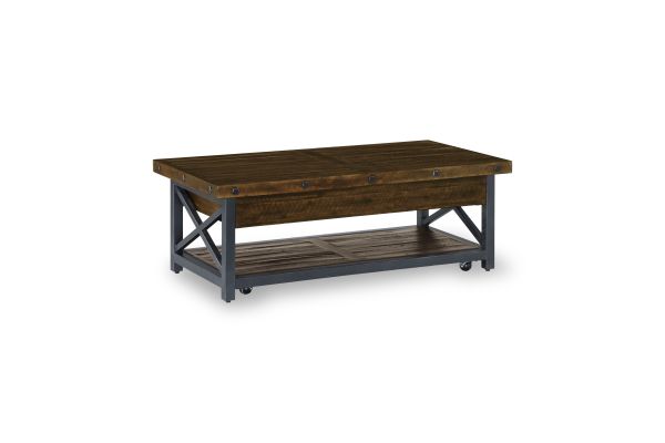 Carpenter Brown Rectangular Lift-Top Coffee Table with Casters