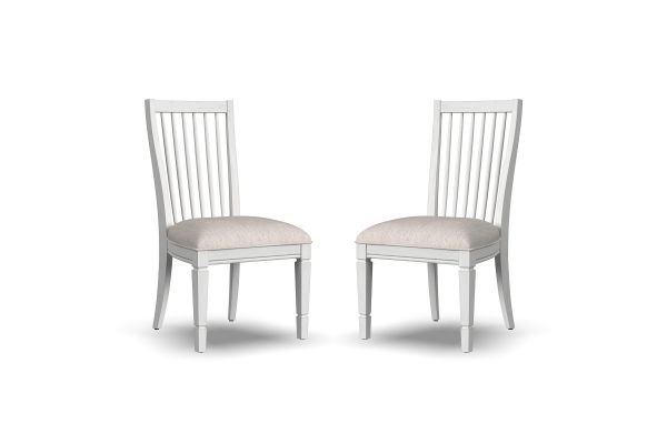 Melody White Fabric Pair of Upholstered Dining Chairs