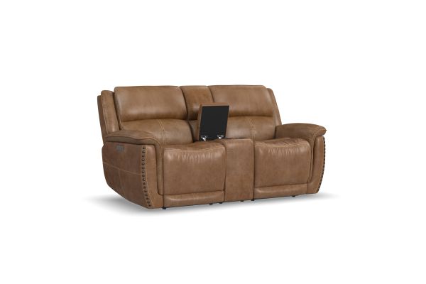 Beau Silt Fabric Power Reclining Loveseat with Console