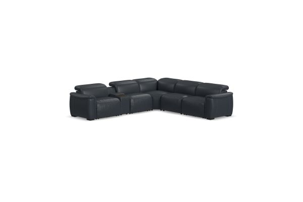 Camden Black 6-Piece Leather Power Reclining Sectional