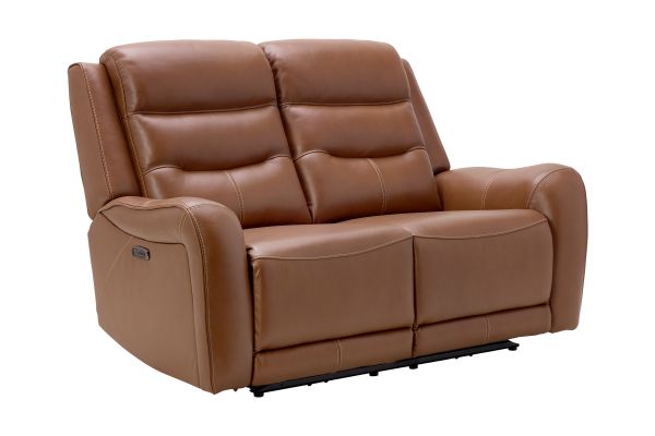 Bryant Brown Leather Dual Power Reclining Loveseat
