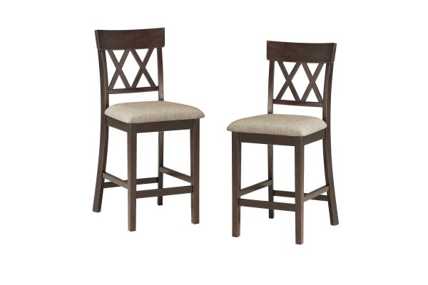 Balin Walnut Double X-Back Counter Height Chair (Set of Two)