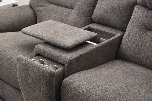 Zofa Umber Triple Power Reclining Sleep Console Loveseat by Flexsteel