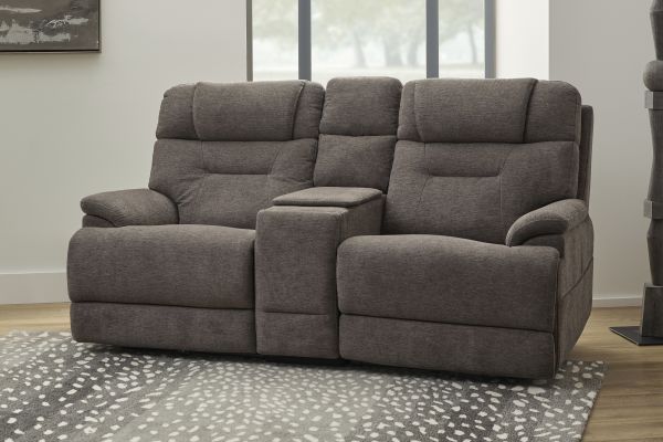 Zofa Umber Triple Power Reclining Sleep Console Loveseat by Flexsteel