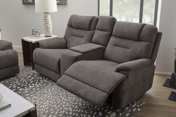 Zofa Umber Triple Power Reclining Sleep Console Loveseat by Flexsteel