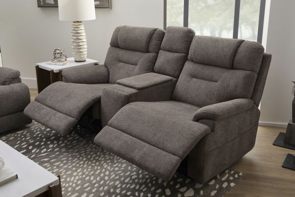 Zofa Umber Triple Power Reclining Sleep Console Loveseat by Flexsteel