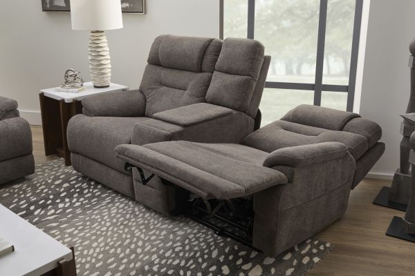Zofa Umber Triple Power Reclining Sleep Console Loveseat by Flexsteel