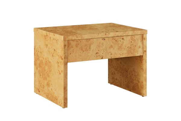 Hudson 1-Drawer Burl Wood Nightstand