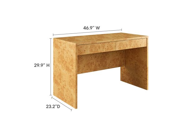 Hudson 2-Drawer Burl Wood Desk