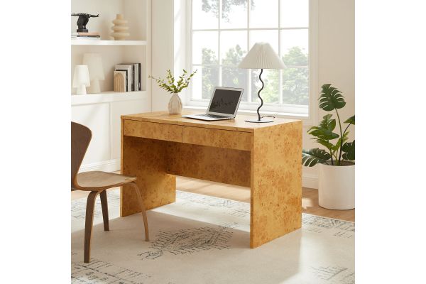 Hudson 2-Drawer Burl Wood Desk