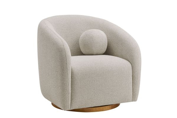 Holland Swivel Chenille Fabric Armchair  - Dove Gray