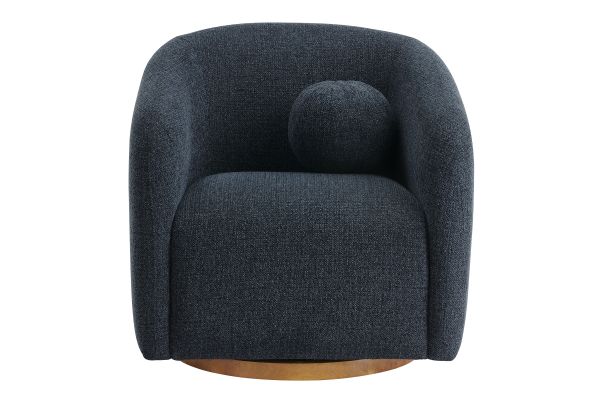 Holland Navy Swivel Chenille Fabric Armchair