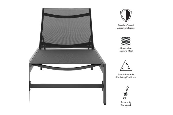 Tahoe Outdoor Patio Mesh and Aluminum Chaise Lounge