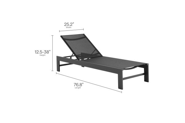 Tahoe Outdoor Patio Mesh and Aluminum Chaise Lounge