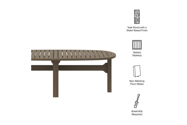 Saratoga Oval Outdoor Patio Teak Wood Coffee Table