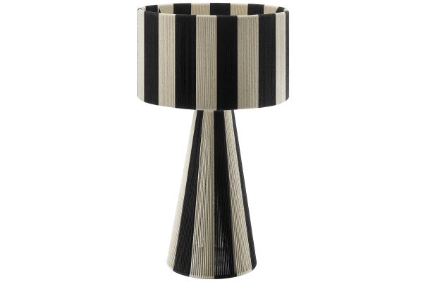 Renae Handwoven Cotton Thread Striped Table Lamp - Black