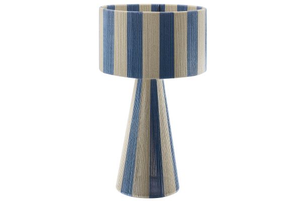 Renae Handwoven Cotton Thread Striped Table Lamp - Capri Blue