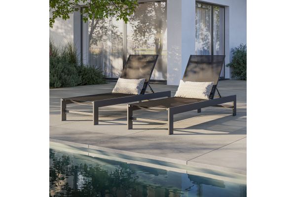 Tahoe Outdoor Patio Mesh and Aluminum Chaise Lounge