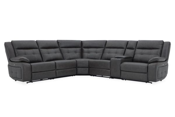 Orion 6-Piece Leather Dual Power Reclining Sectional with 2 Armless Recliners