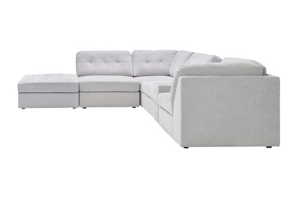 Rio Grey 6-Piece Sectional with Media Storage Console + Ottoman