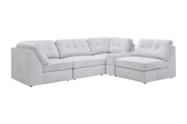 Rio Grey 5-Piece Sectional with Media Storage Console