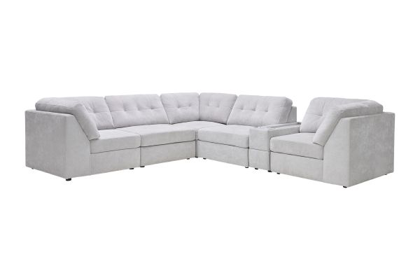 Rio Grey 6-Piece Sectional with Media Storage Console