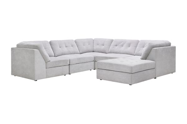 Rio Grey 6-Piece Sectional with Ottoman