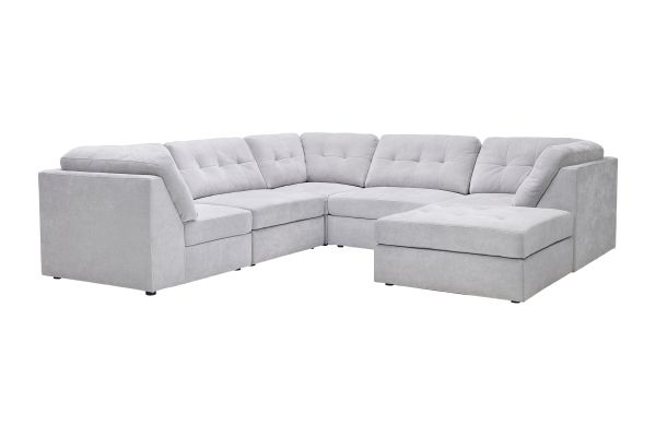 Rio Grey 6-Piece Sectional with Ottoman